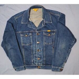 Vintage 80s Rustler Denim Jacket Mens Size Large Trucker Made in USA Scoville